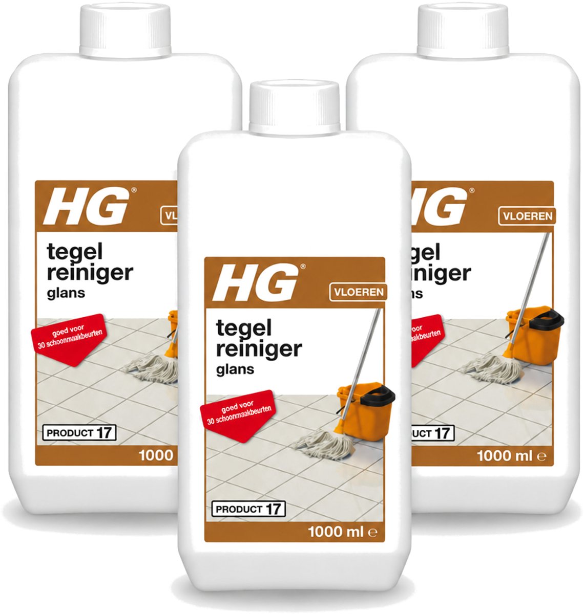 3 x HG - Vloeren - Tegelreiniger Glans - Biologisch Afbreekbaar - 1L - Voordeelverpakking - 3 stuks