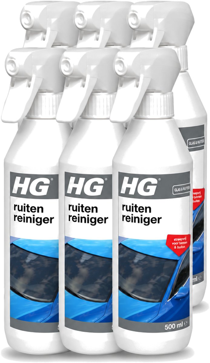6 x HG - Ruitenreiniger - Streepvrij Voor Binnen & Buiten - 500 ml - Voordeelverpakking - 6 stuks
