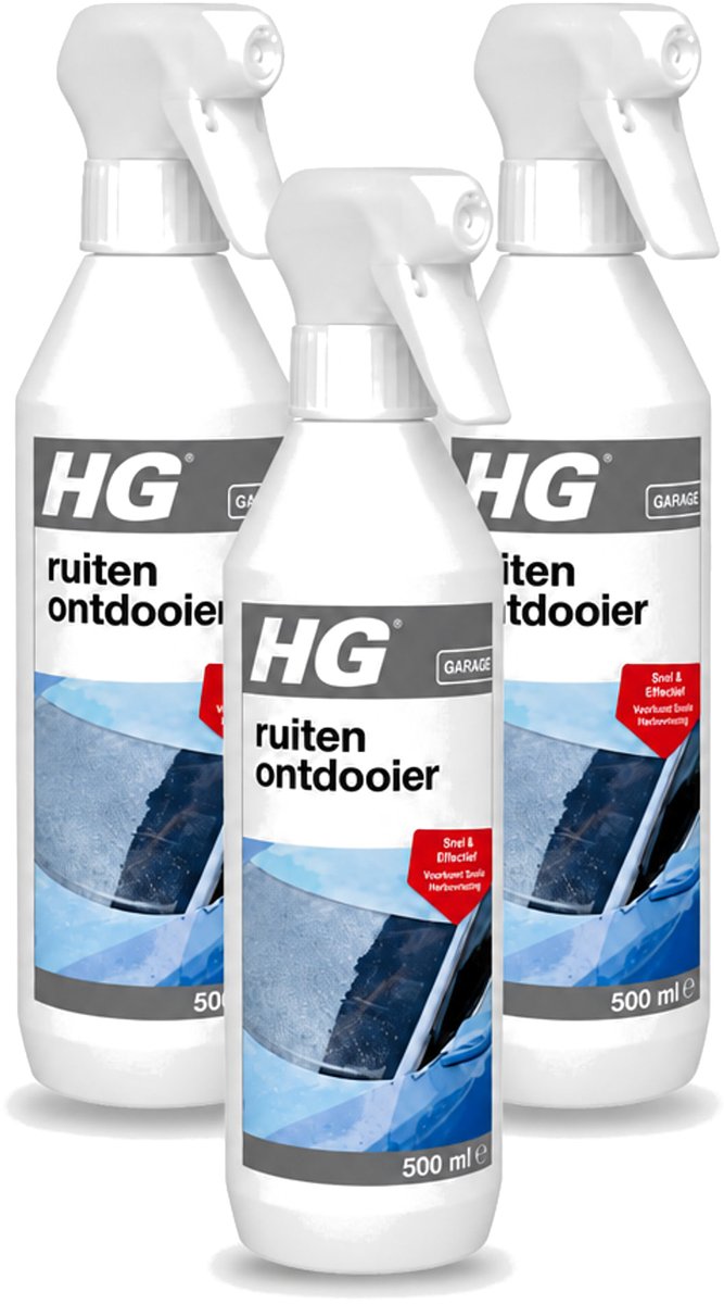 3 x HG - Ruitenontdooier Spray - Snel & Effectief - Voorkomt Snelle Herbevriezing - 500 ml - Voordeelverpakking - 3 stuks