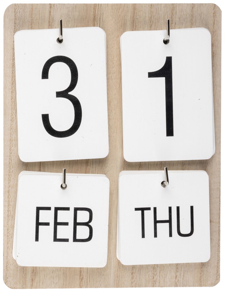 Wandkalender hout 22x17x2,5cm.