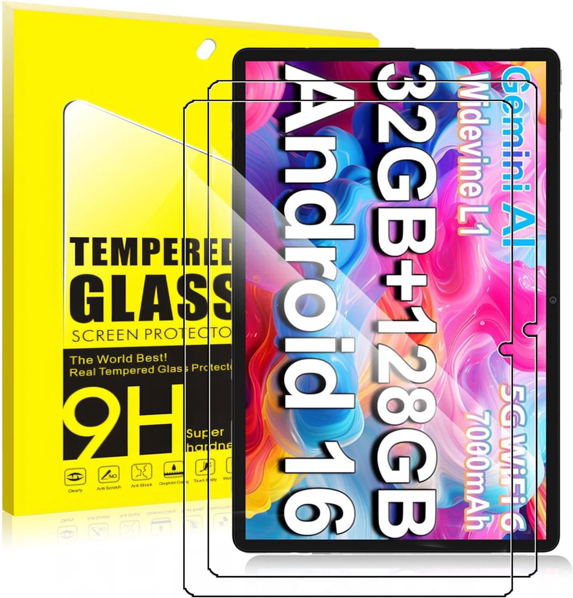 2 stuks displaybeschermfolie van gehard glas voor TECLAST M50T 10,1 inch tablet, 9H hardheid, krasbestendig, vingerafdrukbestendig