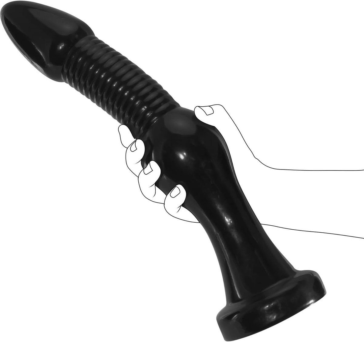 38,5cm Grote Lange Anale Plug Trainer, Dikke Zwarte Dildo Anusplug met Zuignap, Enorme Anale Stretcher Dilator met Grote Knoop, G-spot & P-spot Masturbatie Seksspeeltjes voor Mannen Vrouwen (L)