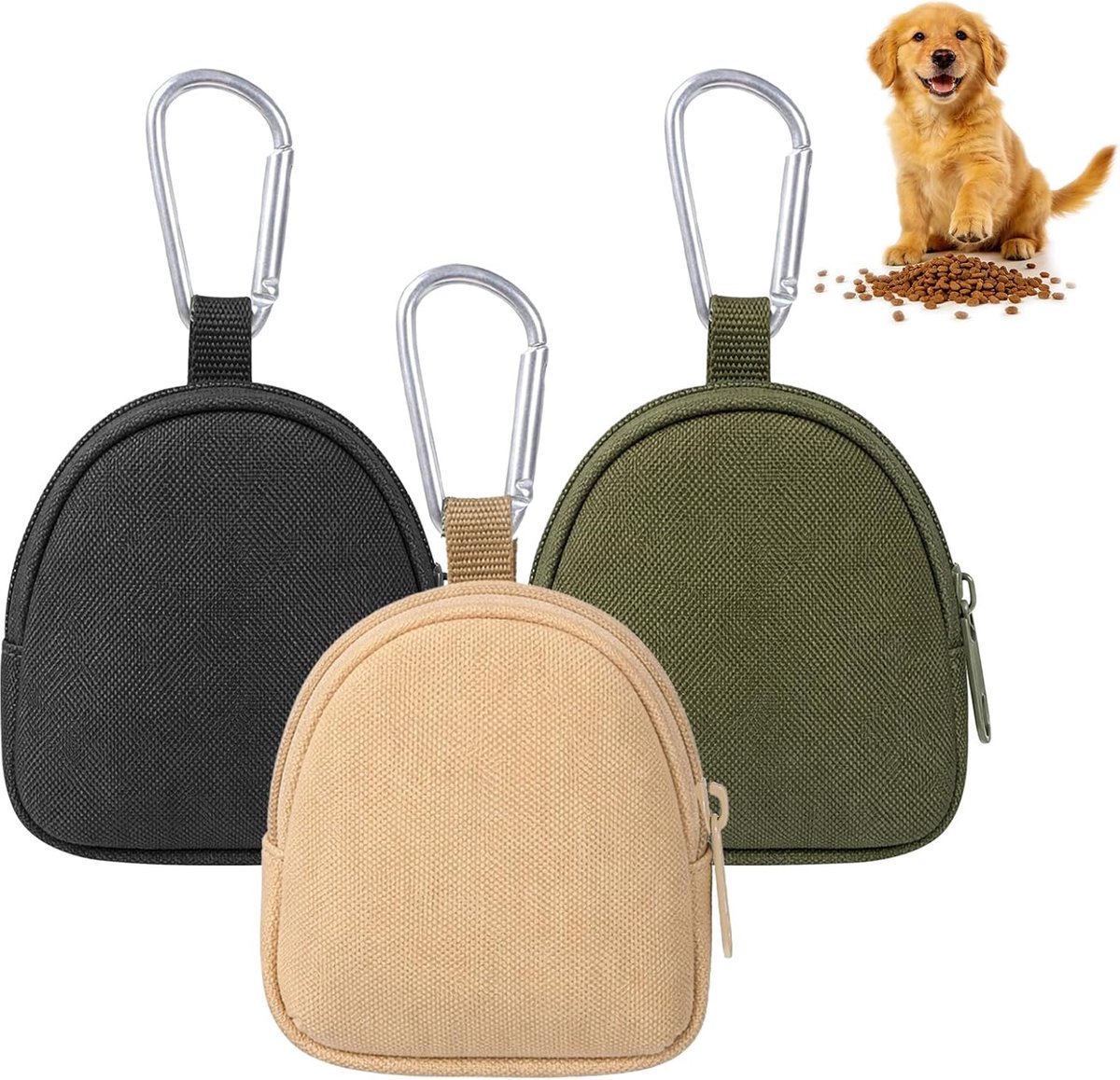 Set van 3 hondentraktatiezakjes, snoepzak voor honden, kleine traktatiezak voor honden, traktatiezak voor honden, hondenvoerzak, trainingsaccessoires voor