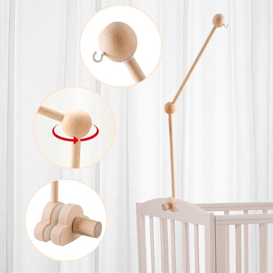 Mobiele houder voor baby's, beweegbare standaard van hout, baby- en kinderbed — afbeelding 3