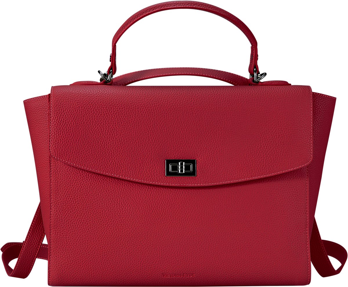 Victoria Hyde “Potter” - Rugzak/Schoudertas/Handtas - Dames Tas - rugzak voor laptop tot 13 inch - rugzak met trolleyband - rugzak dames reizen - Meerdere vakken - werkverkeer en reizen -Red/Rood