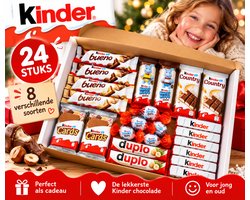 Kinder Chocolade Cadeaubox – 24 Stuks – 8 Soorten – Kinder Bueno, Schoko-Bons, Happy Hippo & Duplo – Chocolade Geschenkdoos – Verjaardag, Sinterklaas & Kerst
