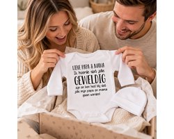 Baby rompertje met tekst Lieve papa en Mama Ik hoorde dat je geweldig bent en ben heel blij dat jij mijn gaat worden! ... ontmoeten! | lange mouw | maat 50-56 | aankondiging bekendmaking zwangerschap cadeau voor liefste aanstaande opa oma oom tante