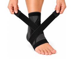 Enkelbrace met Compressie - Enkelbandage - Enkelband - Ondersteuning & Stabiliteit - Unisex - Maat M - 36-40 - Zwart/Grijs