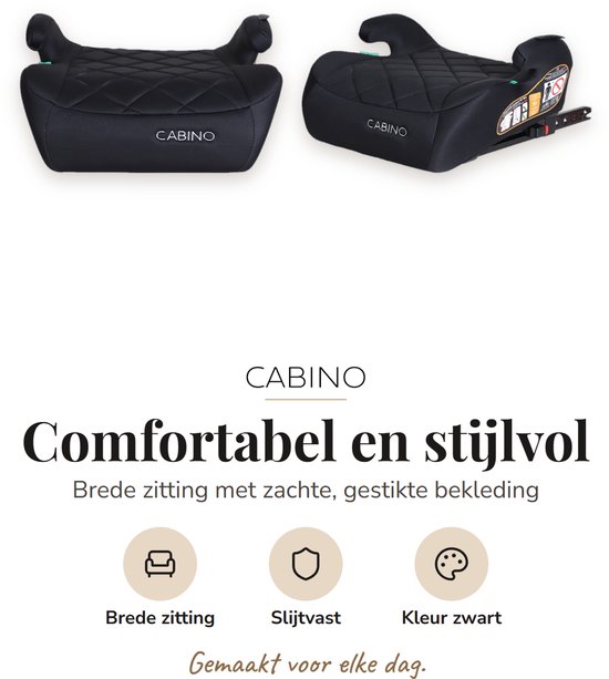 Cabino Zitverhoger Auto – Isofix – i-Size R129 – Autostoel Booster met Armleuningen – Zwart — afbeelding 2