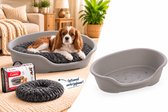 Flamingo Mand Tuck Ovaal Grijs – Maat M – 70×47×22 cm – Comfortabele en Duurzame Kunststof Hondenmand voor Kleine tot Middelgrote Honden
