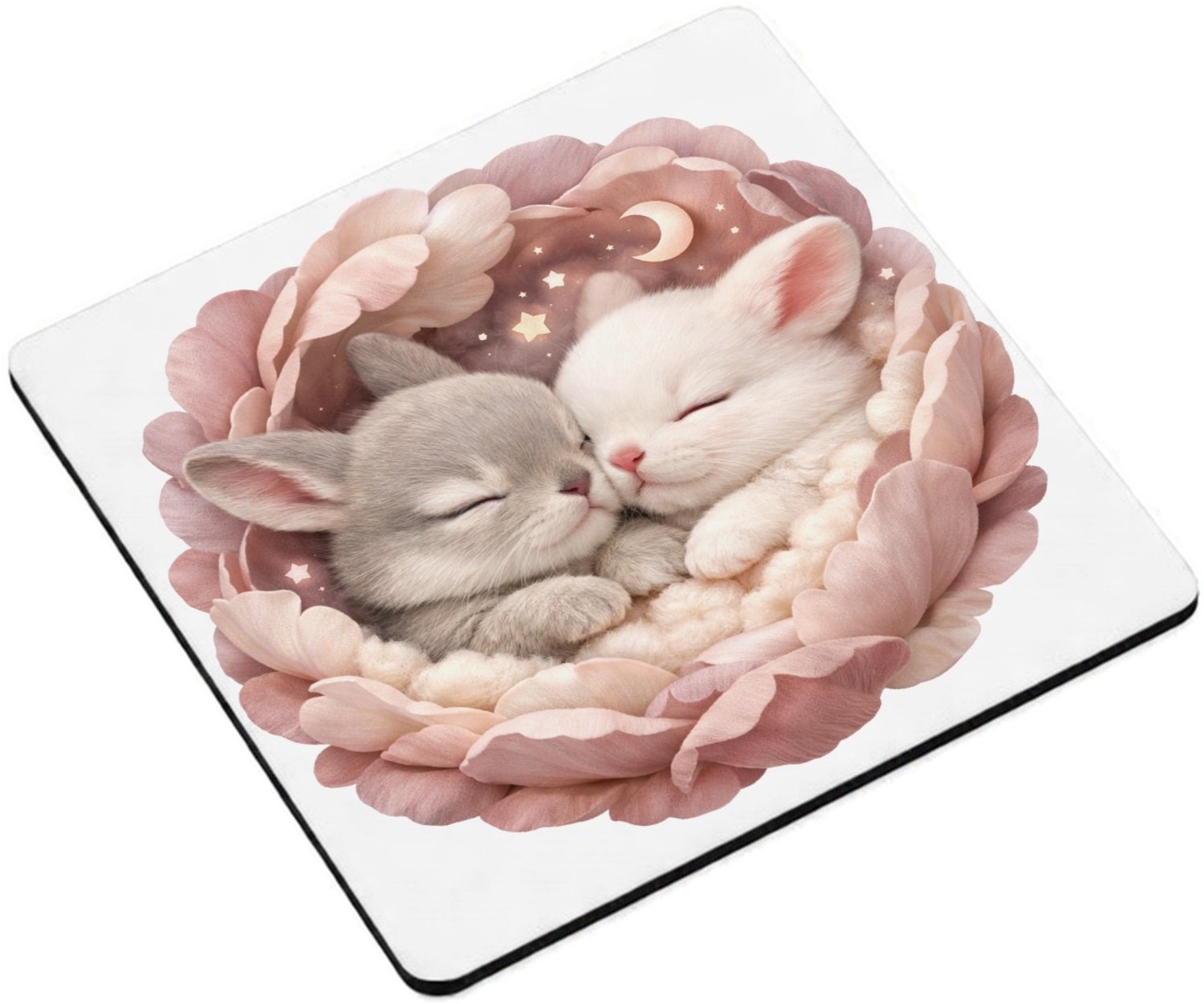 Mr Cadeautjes MDF magnetische fotolijst vierkant 9,5 - design Een sprookjesachtige close-up met een dierlijk hoofdonderwer | cadeau Wit