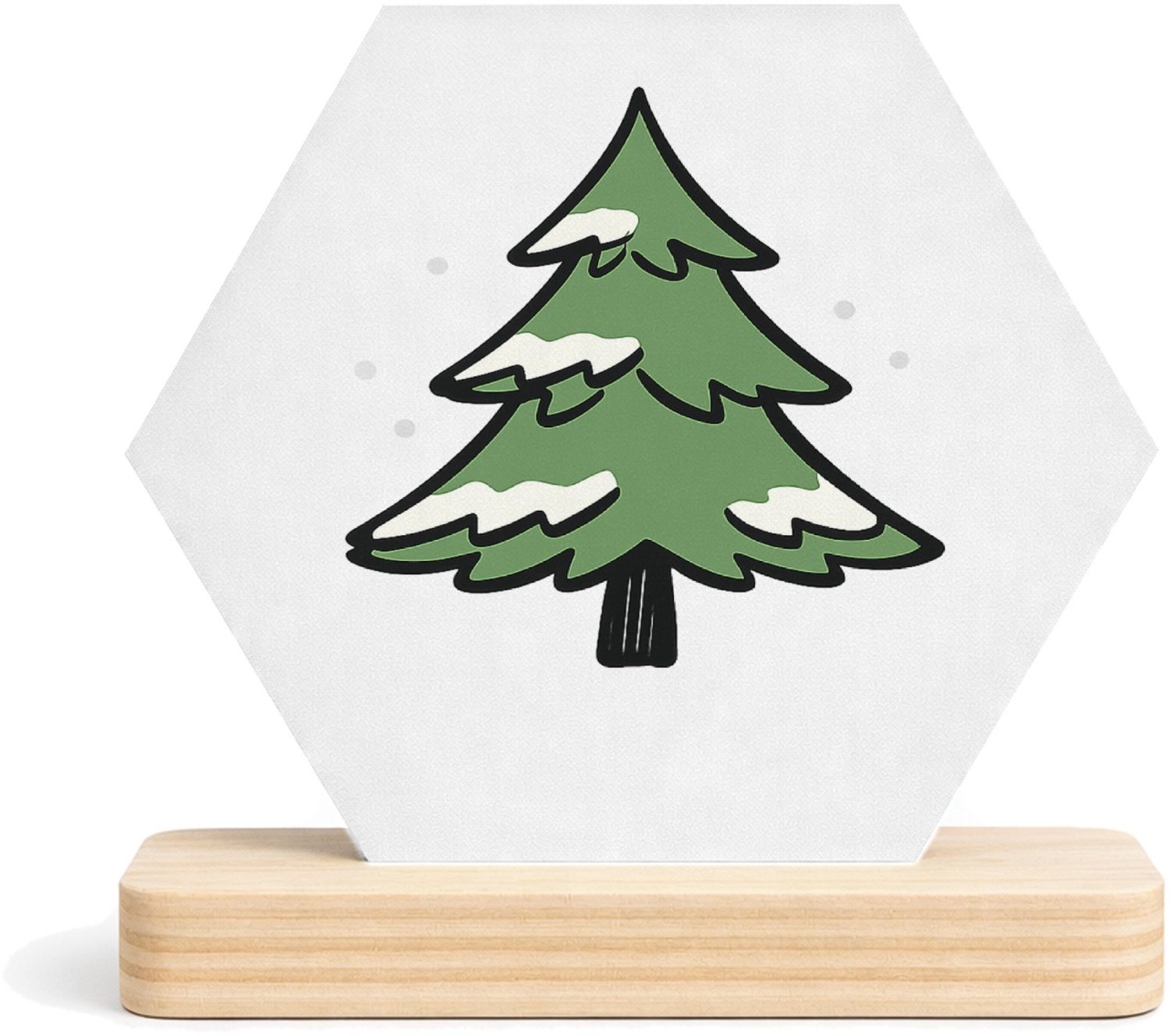Mr Cadeautjes MDF fotolijst/inleg hexagon 14 x 13 - design Een speelse winterboom opgebouwd uit losse penseelstreken en | cadeau Wit