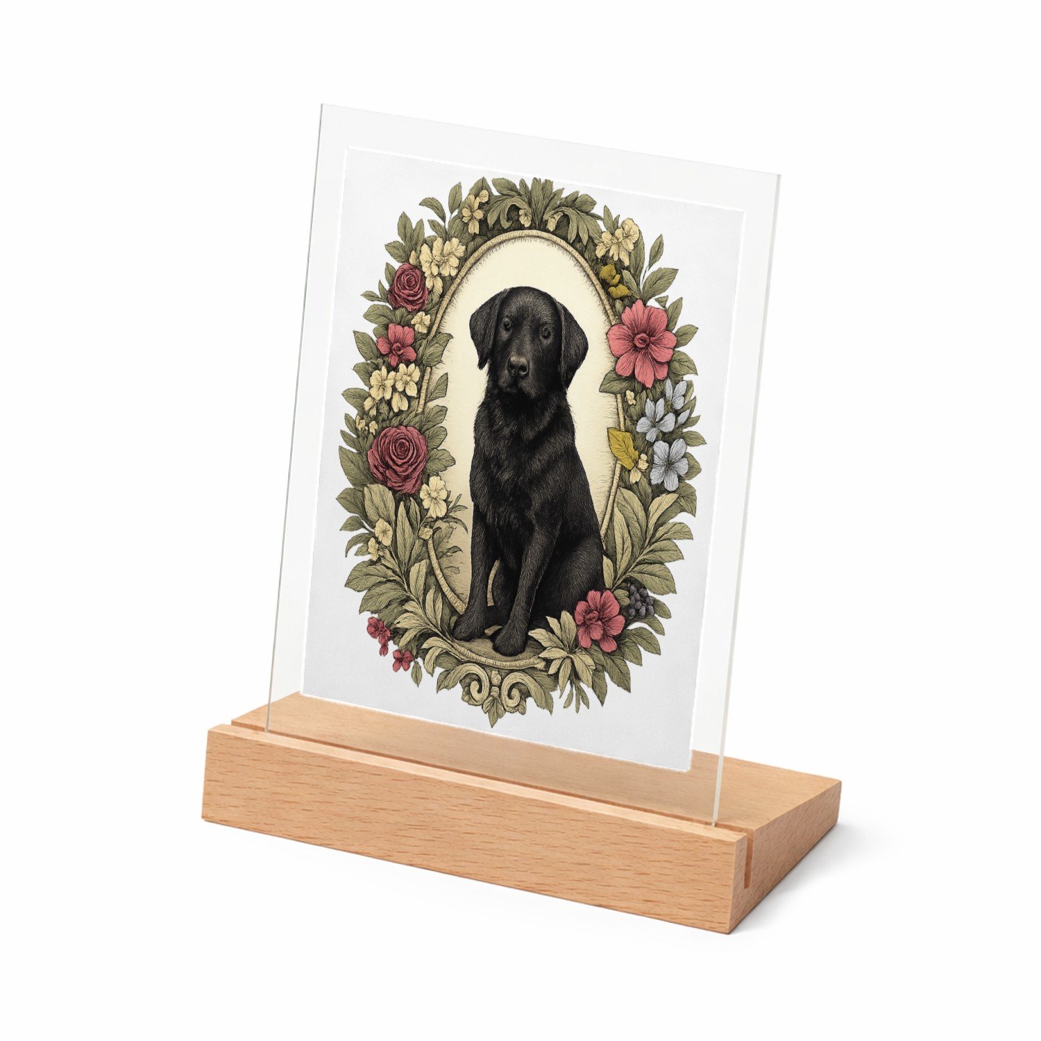 Mr Cadeautjes Glasframe met vaste tekst - design Een kat als rustige hoofdfiguur in een decoratief kader van | cadeau Wit