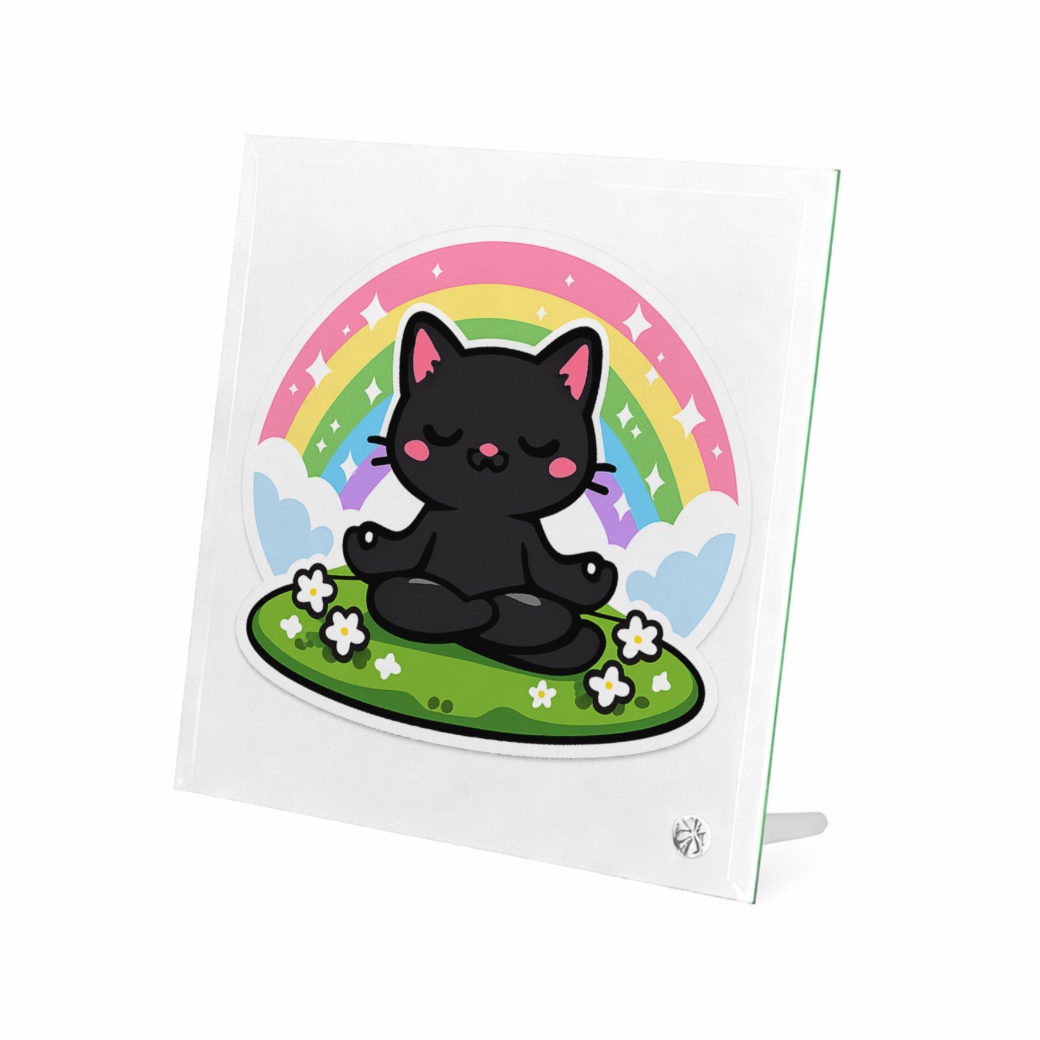 Mr Cadeautjes Glasframe 20 x 20 - design Een rustige maar grappige zelfzorgprint met een andere dierf | cadeau Wit