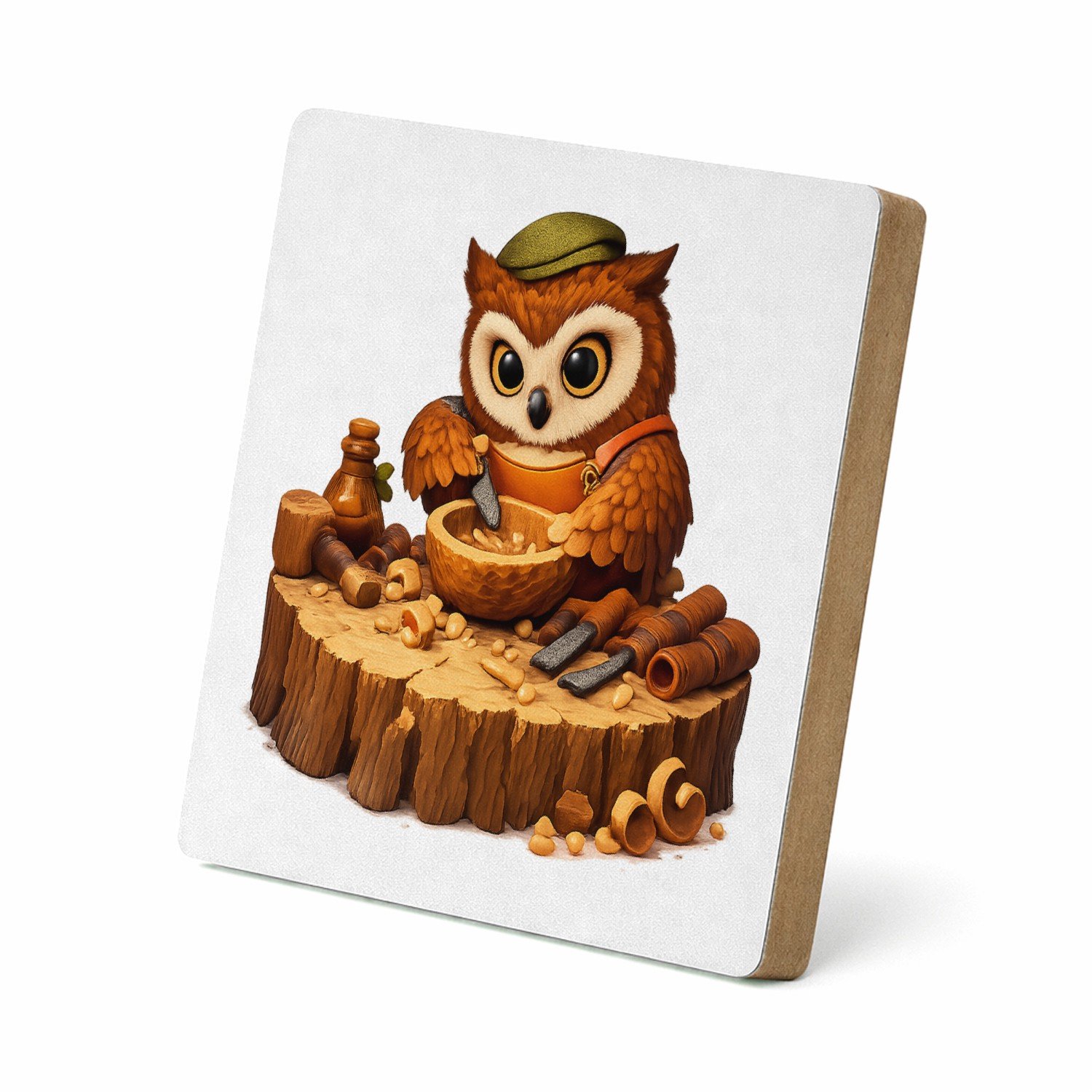 Mr Cadeautjes MDF staande fotolijst 15,2 x 15,2 - design Een schattige werkende figuur als vakman met een duidelijk g | cadeau Wit