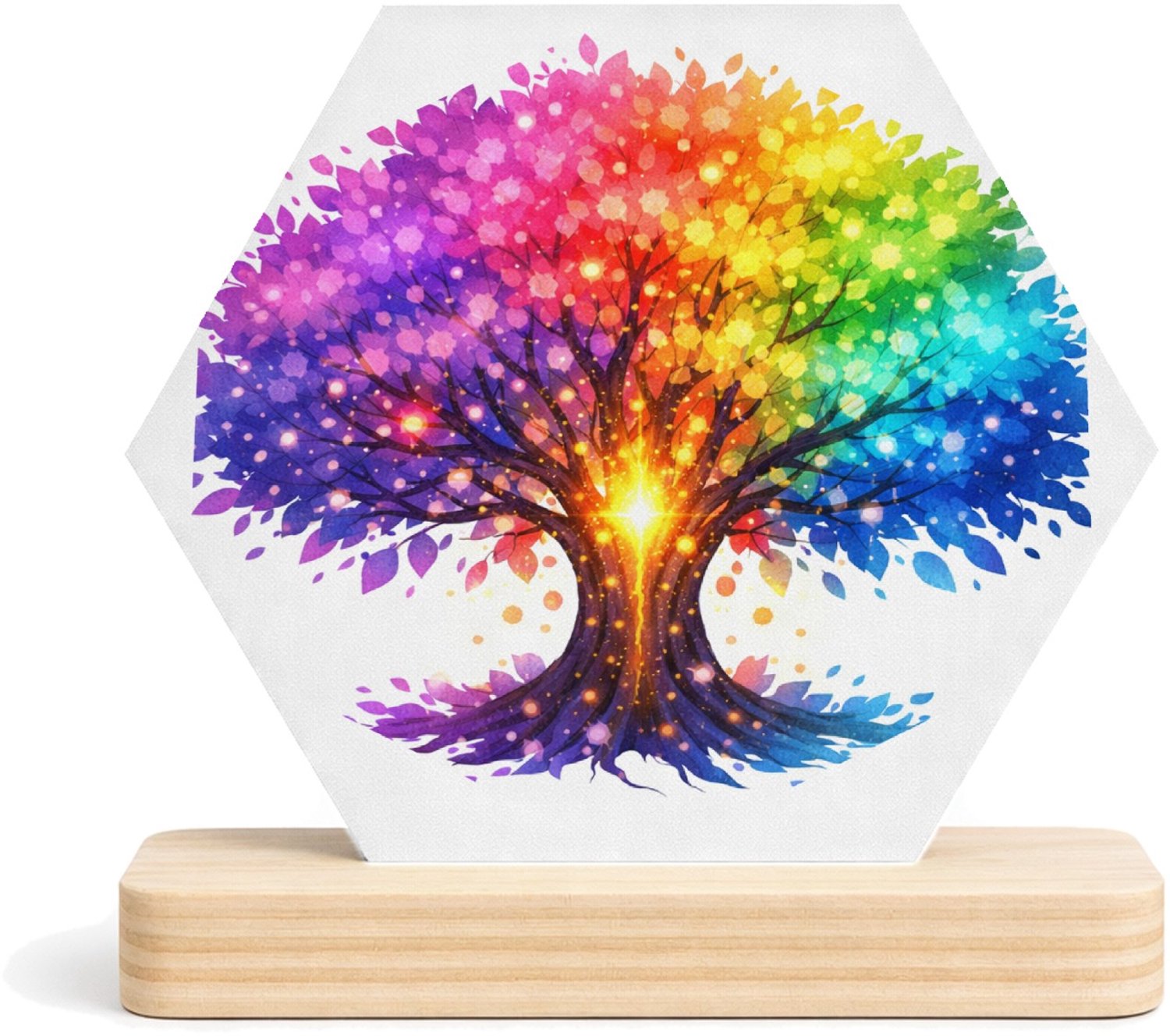 Mr Cadeautjes MDF fotolijst/inleg hexagon 14 x 13 - design Een fantasierijke vlindercompositie waarin één grote vlinder | cadeau Wit