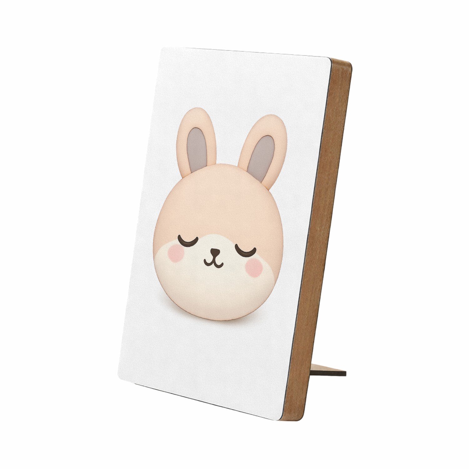 Mr Cadeautjes Glasframe/MDF 12,7 x 17,8 - design Een slaperige konijnenkop met ronde wangen en gesloten ogen | cadeau Wit