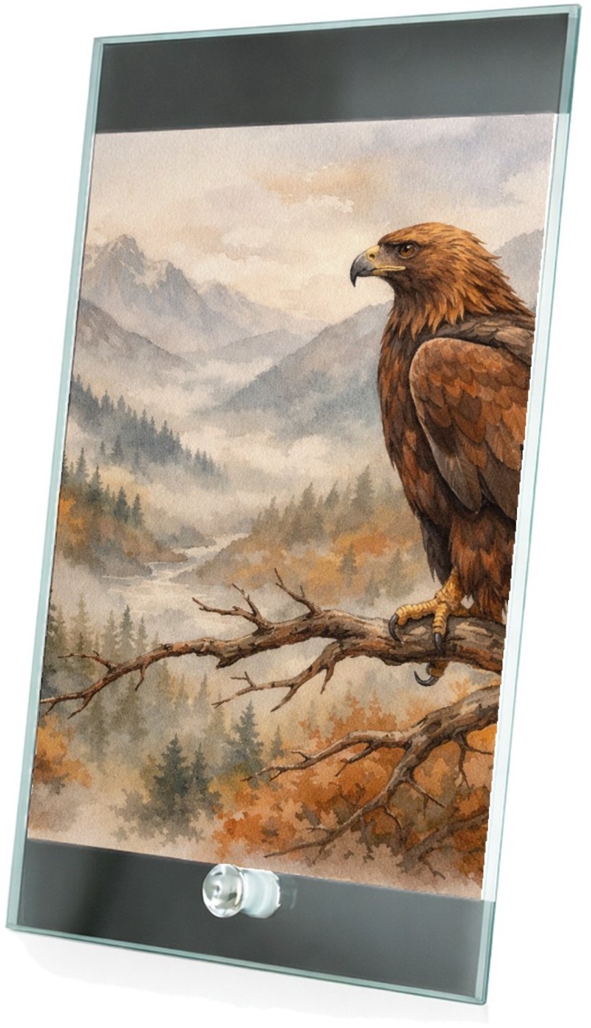Mr Cadeautjes Glasframe 15 x 23 - design Een decoratieve seizoensscène met een herkenbaar wilddier en | cadeau Wit