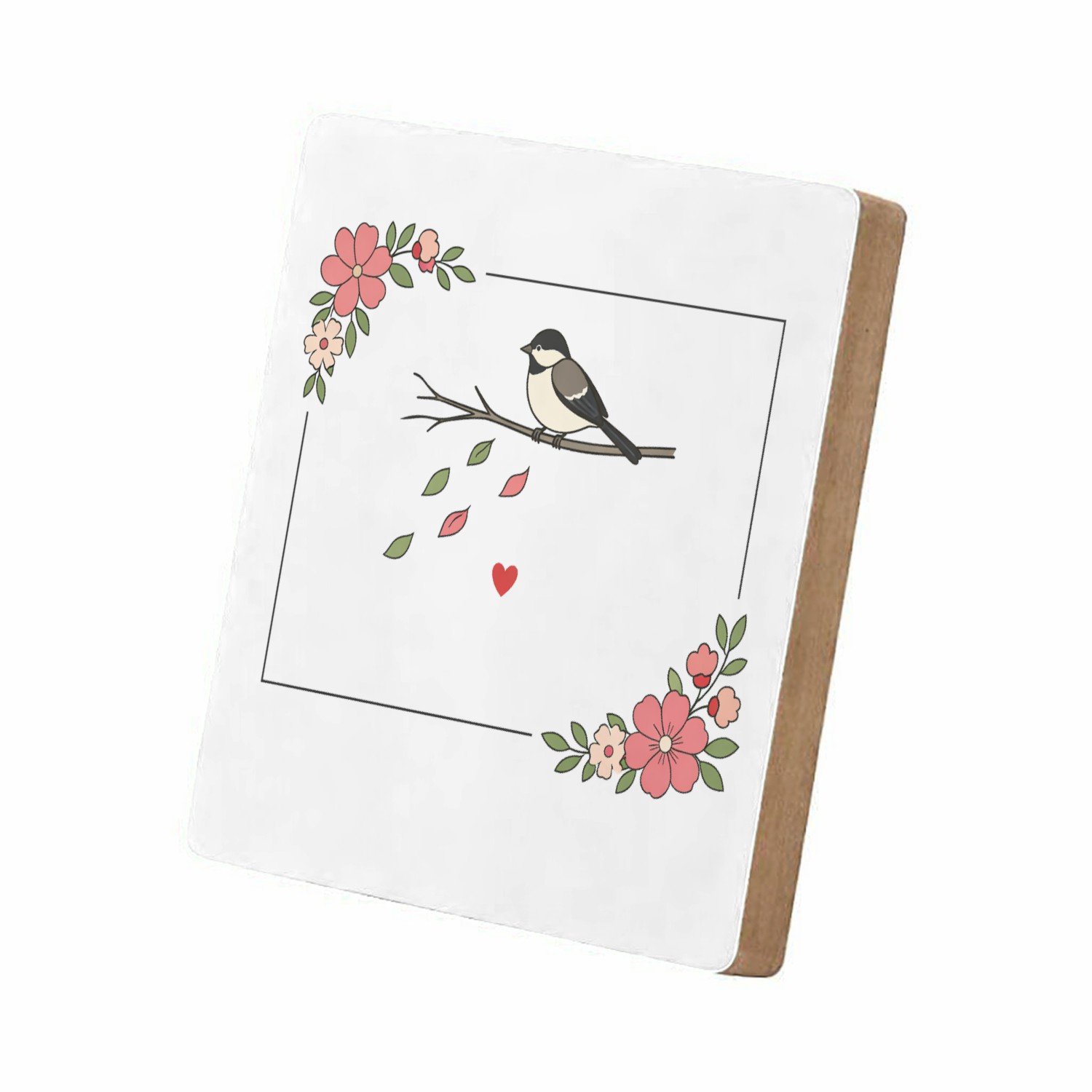 Mr Cadeautjes MDF staande fotolijst 15,2 x 15,2 - design Een minimalistisch herinneringsontwerp met een stil natuurta | cadeau Wit
