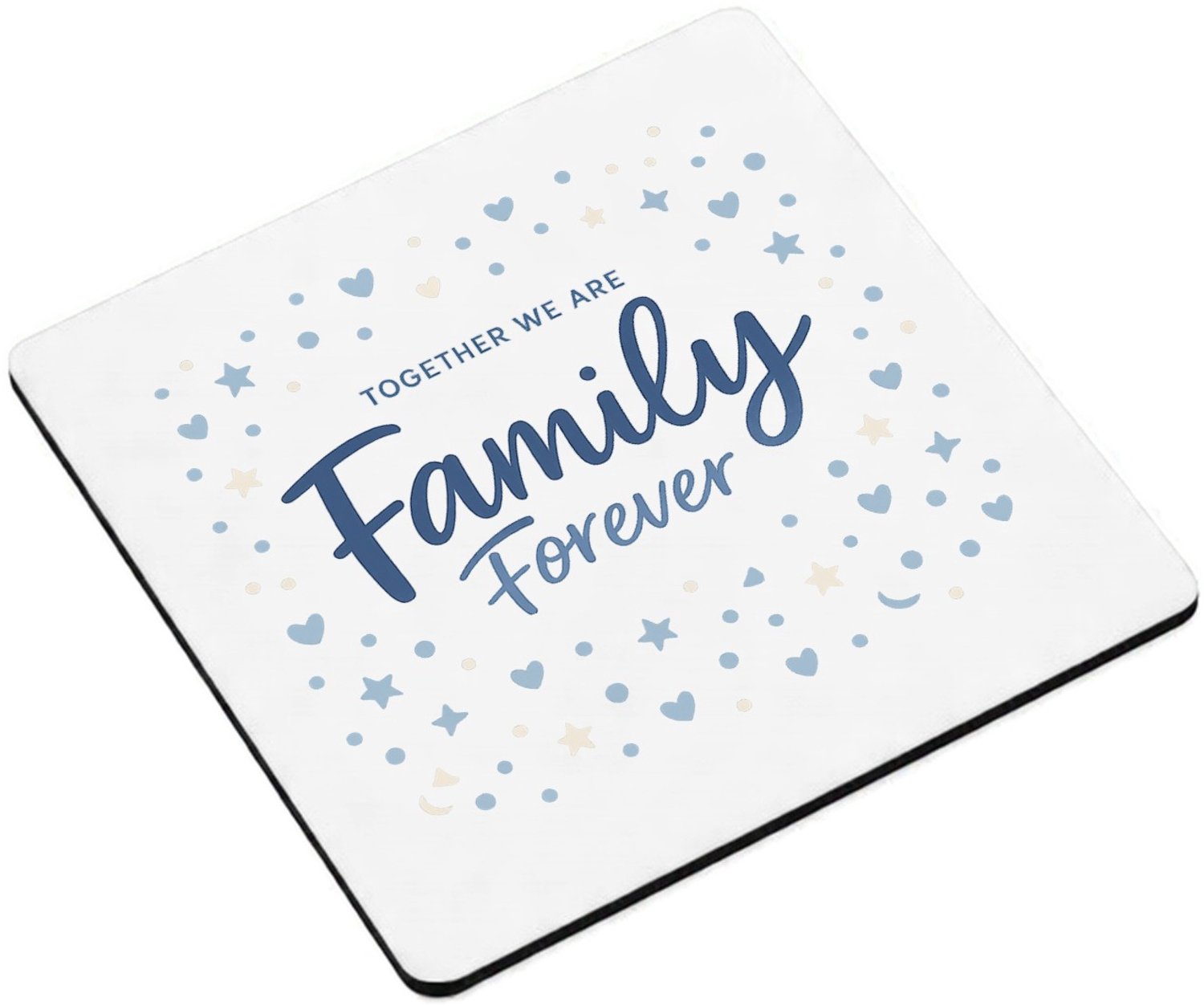 Mr Cadeautjes MDF magnetische fotolijst vierkant 9,5 - design Een rustige familietypografische print met een speels stippe | cadeau Wit