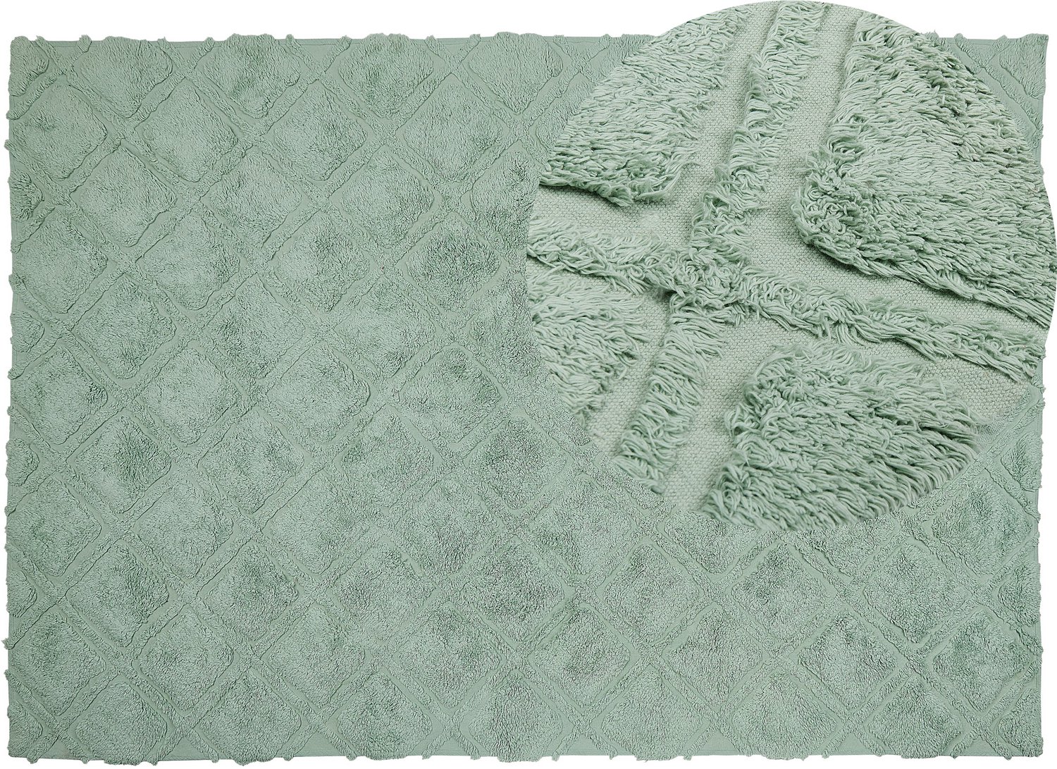 Beliani HATAY - Laagpolig vloerkleed - Lichtgroen - 160 x 230 cm - Katoen