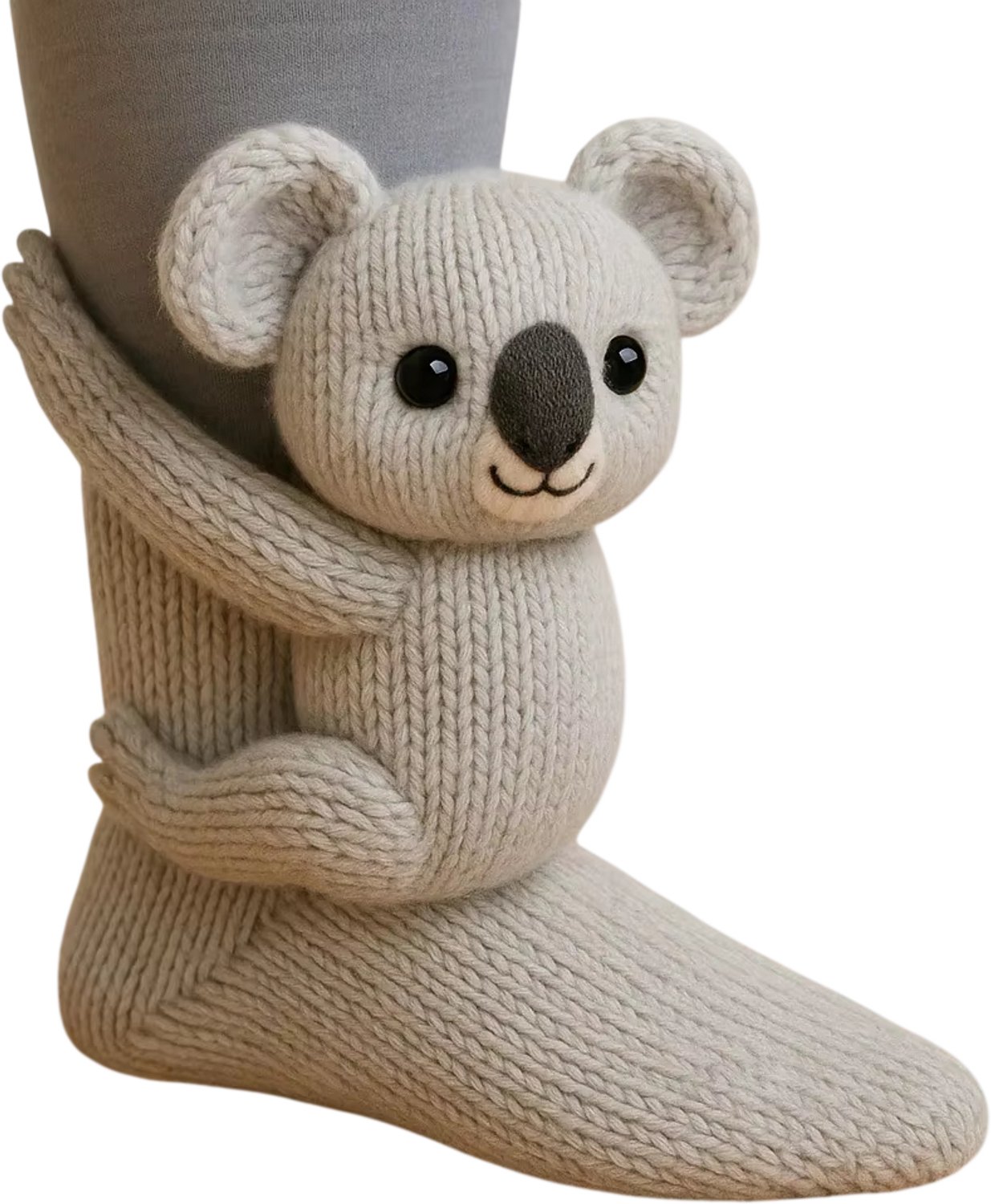 Warme Wintersokken voor Kinderen en Tieners – Schattige 3D Dieren Sokken Dikke Gebreide Antislip Huissokken Koala