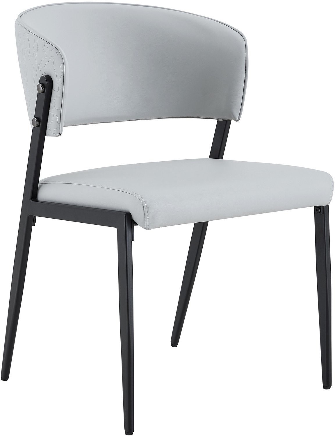 MUVANO Lichtgrijze eetkamerstoelen set van 2 - Keukenstoelen - Gepolsterd - Kunstleer en metalen frame - Gebogen rugleuning - Voor eetkamer en kantoor Lichtgrijs