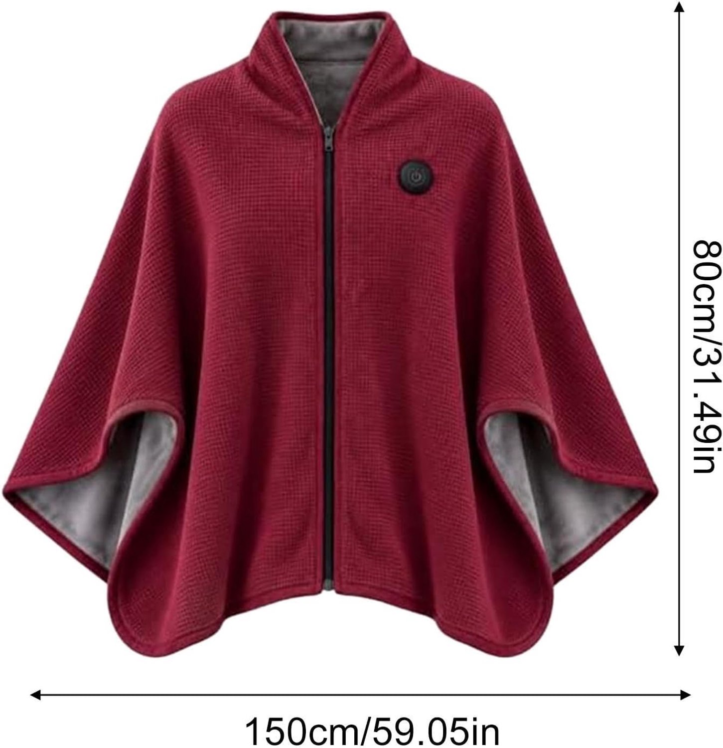 Heated Shawl - USB Elektrische Deken - 3 Standen - Wasbare - Warmtedeken 1 Persoons - Elektrische Cape met Rits - Voor Gebruik Binnen en Buiten - Draadloze - Draagbare verwarmde omslagdoek - Elektrische Cape met Rits - Elektrische deken - Rood – foto 8