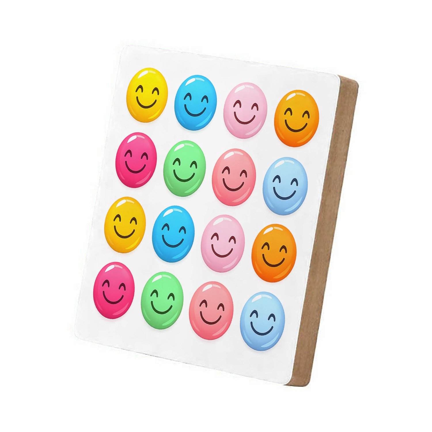 Mr Cadeautjes MDF staande fotolijst 15,2 x 15,2 - design Ronde regenboog-icoontjes met vrolijke mini-symbolen in een | cadeau Wit