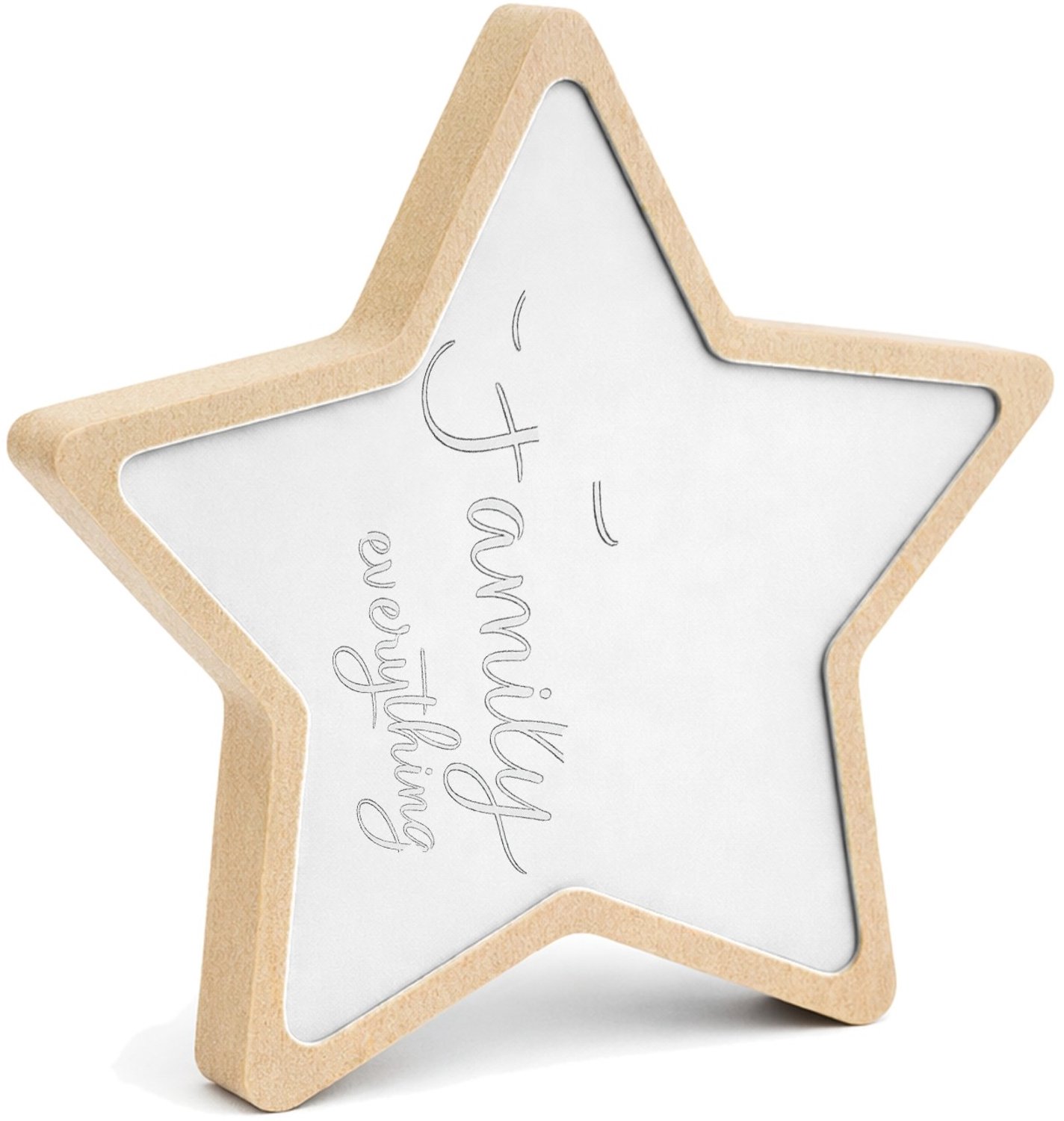 Mr Cadeautjes MDF fotolijst ster 14 x 13,5 - design Persoonlijke liefdevolle titel in een rustige, minimalistisc | cadeau Wit