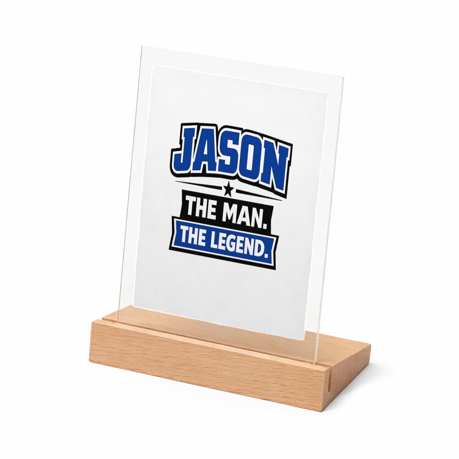 Mr Cadeautjes Glasframe met vaste tekst - design Persoonlijke heldenbadge voor een hobby of rol | cadeau Wit