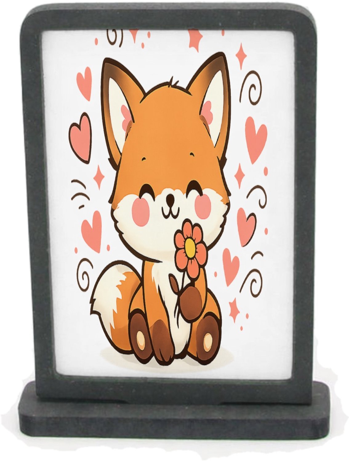 Mr Cadeautjes Houten fotolijst rechthoek met MDF inleg - design Een vrolijk waarderingsontwerp met een schattige mascotte en | cadeau Wit