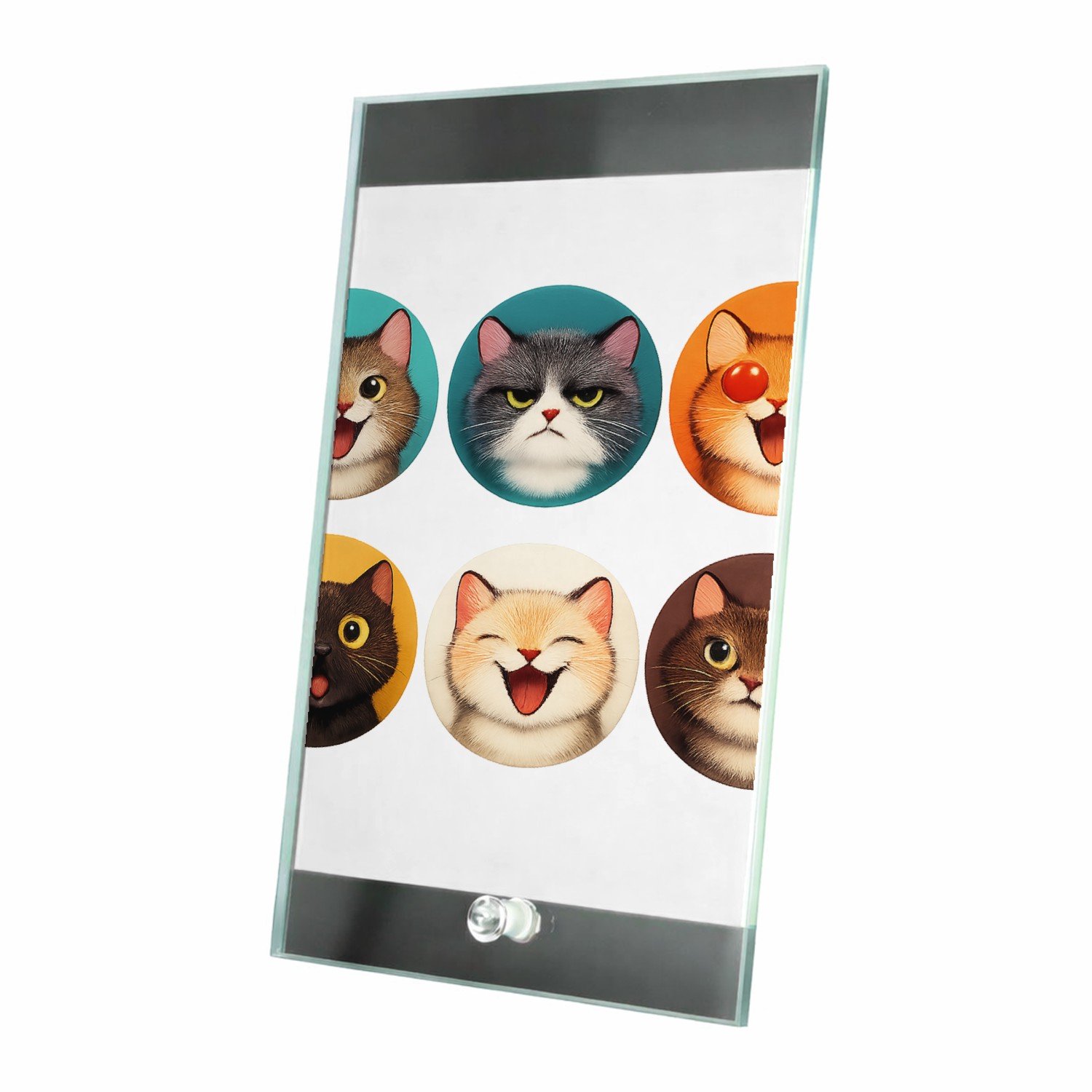 Mr Cadeautjes Glasframe 15 x 23 - design Set van zes expressieve kattenportretten met verschillende s | cadeau Wit