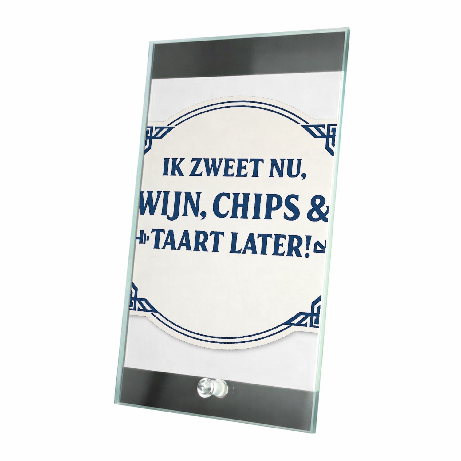 Mr Cadeautjes Glasframe 15 x 23 - design Eenvoudige symmetrische cadeautegel met sportieve zelfspot. | cadeau Wit