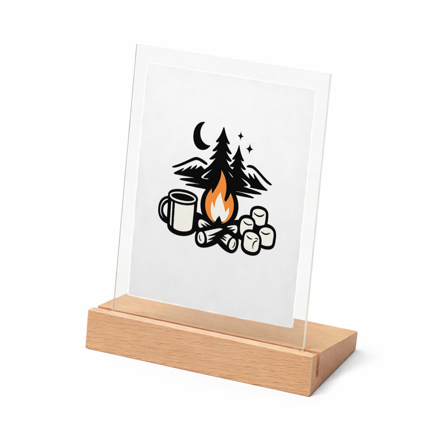 Mr Cadeautjes Glasframe met vaste tekst - design Gezellige herfst-camping quote met warme sfeer en een speels | cadeau Wit