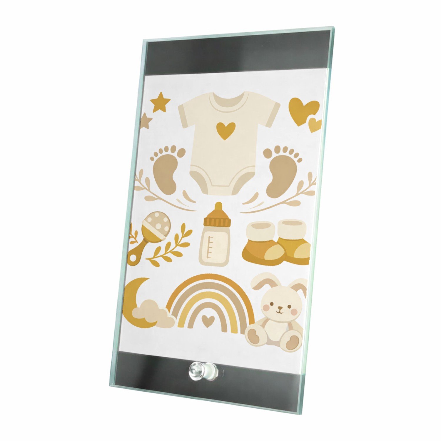 Mr Cadeautjes Glasframe 15 x 23 - design Een zachte aankondigingsprint voor een nieuwe familiefase me | cadeau Wit