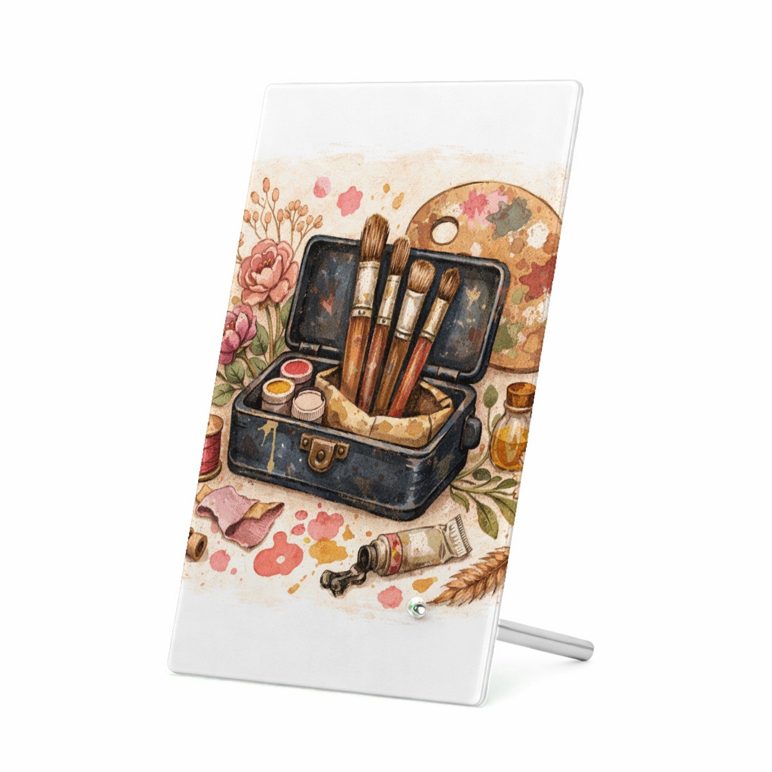 Mr Cadeautjes Glasframe 11 x 16 - design Romantische hobbyprint met een centraal retro-object en loss | cadeau Wit