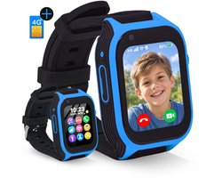 MuffyMouse GPS Horloge Kind incl. Simkaart – Smartwatch Kinderen 4G – Kinder Smartwatch met GPS – GPS Tracker Kind – Belfunctie, Videobellen, SOS & WhatsApp – 2GB+16GB – Blauw