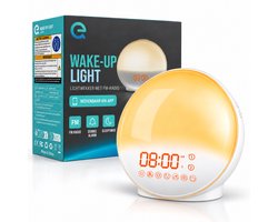 EQ Wake Up Light Wekker - Lichtwekker met App en Bluetooth - Sunrise Alarm Clock - 20 Helderheidsniveaus - Radio en 14 Geluiden