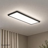 BRILONER Slim - Plafondlamp led - plafonniere woonkamer met achtergrondverlichting - keuken lamp met neural wit licht - 22W - 58cm - zwart