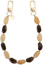 xoxo Wildhearts telefoonkoord - Amber Dust - Kort koord - Geschikt voor iPhone - Geschikt voor Samsung - Universeel - Phone cord - Telefoonketting - Koord voor telefoon - Telefoon hanger stenen ketting - Beige / Bruin