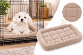 Hondenkussen – Benchkussen – Extra zacht hondenkussen 55 x 38 cm – Geschikt voor hondenbench en kattenkussen – Flamingo Jacquard Rechthoekig Taupe