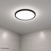 BRILONER Slim drip - LED Badkamerverlichting - badkamer plafondlamp - met achtergrondverlichting - IP44 - zwart - Ø29cm