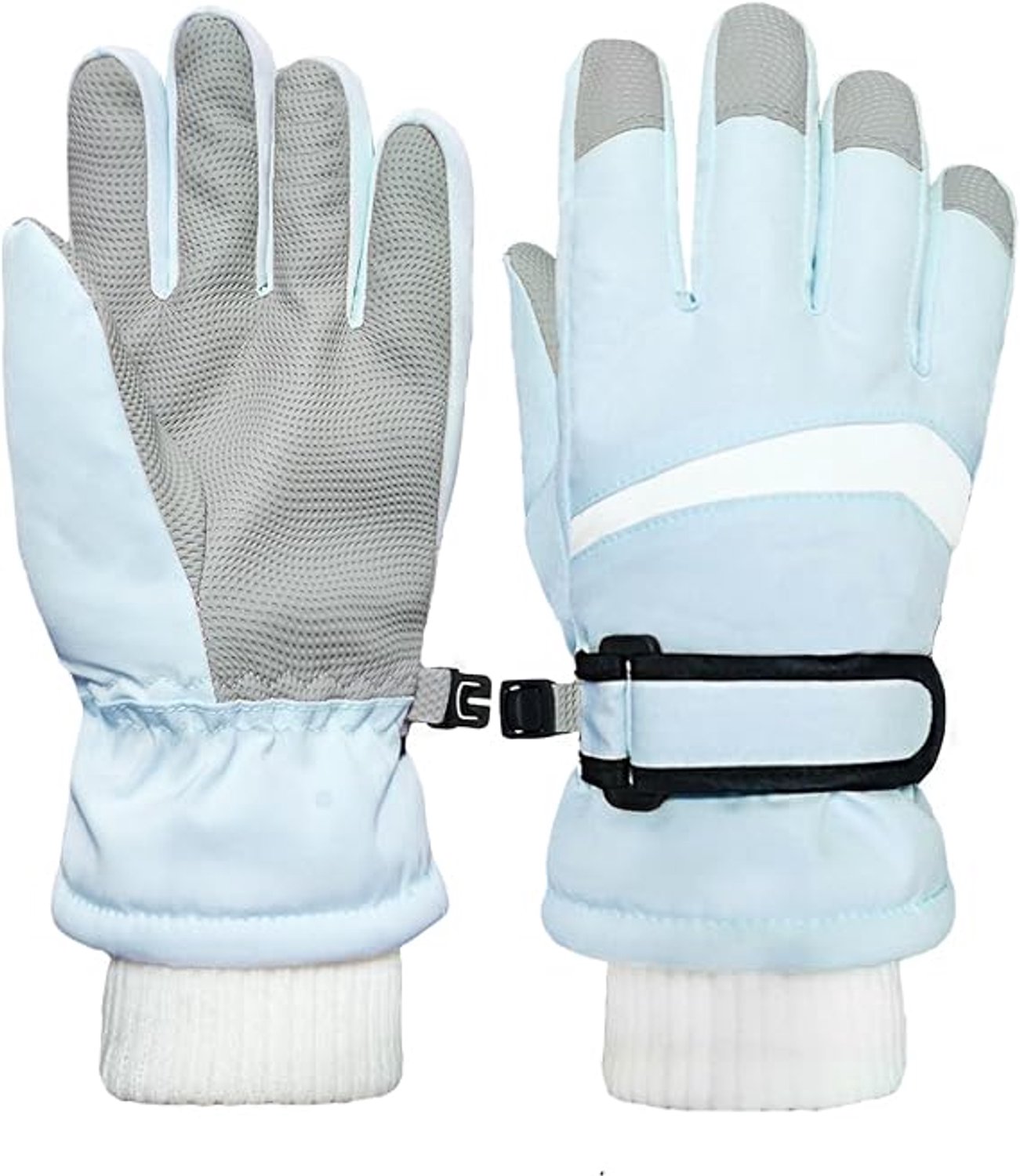 KZQ Warme waterdichte ski- en sneeuwwanten voor kinderen jongens en meisjes thermische fleece snowboardhandschoenen voor koud weer Blauw