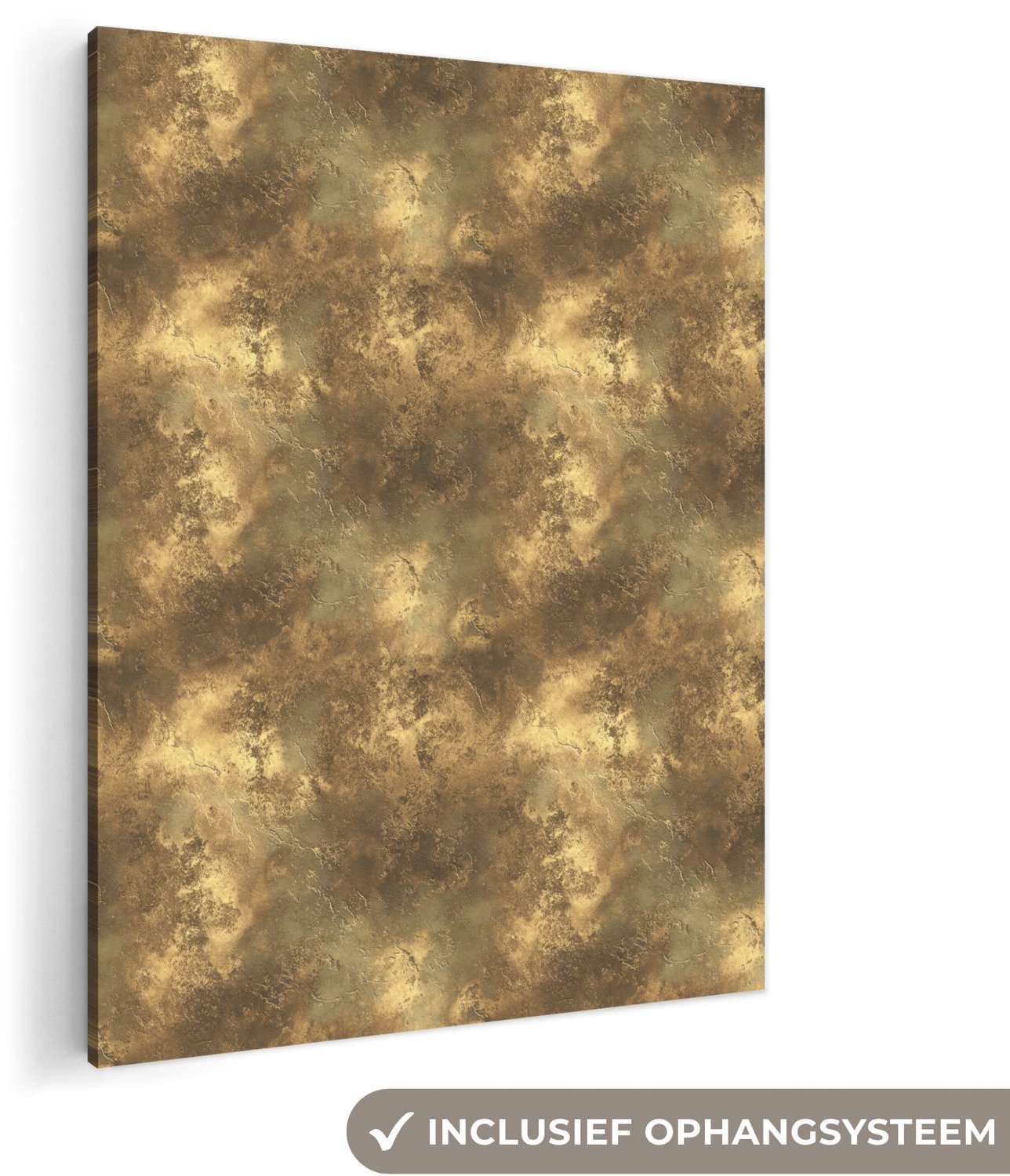 Canvas schilderij 120x160 cm - Exclusieve wanddecoratie Antiek - Metaallook - Goud - Muurdecoratie woonkamer - Slaapkamer decoratie - Kamer accessoires - Schilderijen op canvas groot XXL
