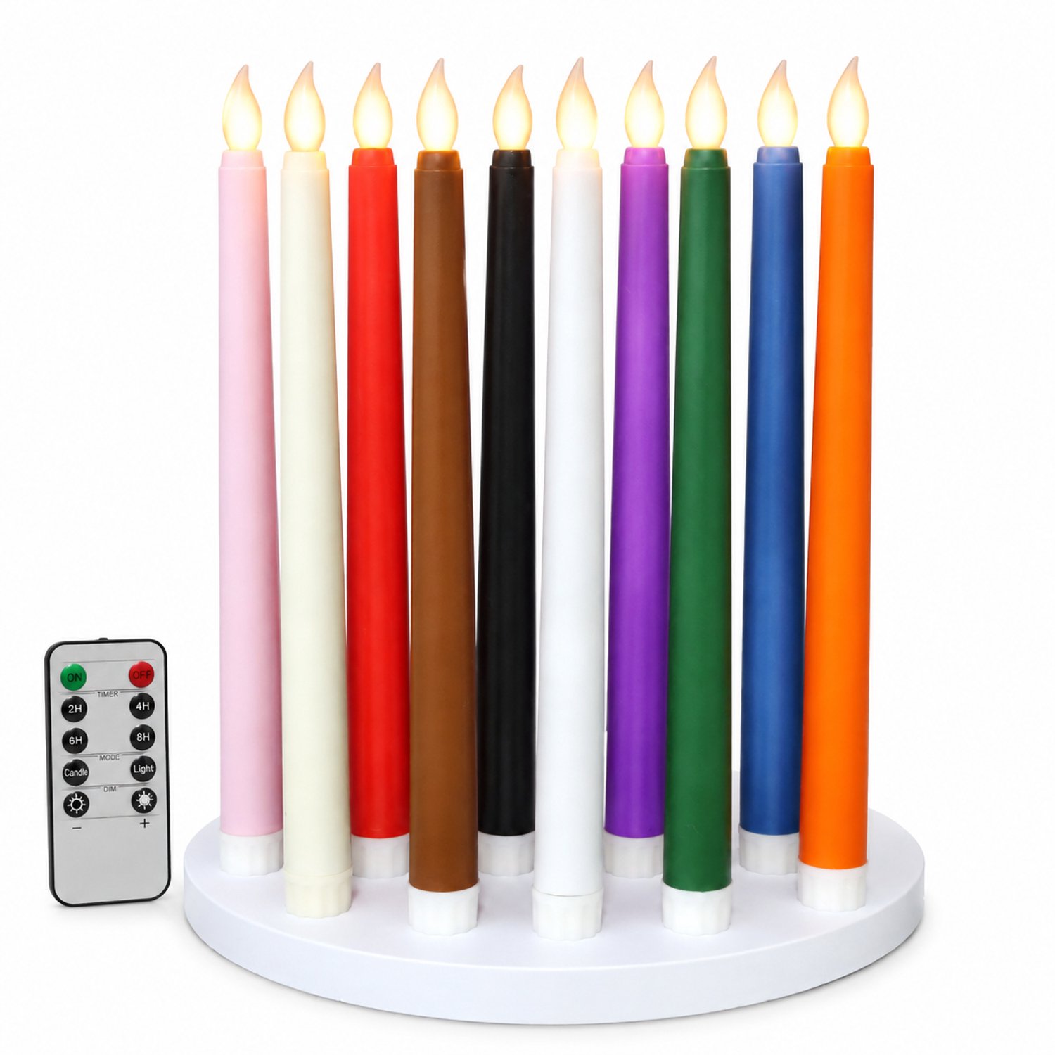 SWGOTA led kaarsen, set van 6, ivoorkleurig, lange vorm met puntige vlamtop en afstandsbedieningsfunctie, voor bruiloften en feestdecoratie