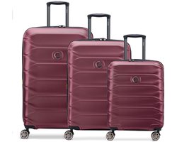 Delsey Paris Meteor 4 wielen Kofferset 3-delig met uitbreidingsplooi - Harde bagage - TSA slot - wine