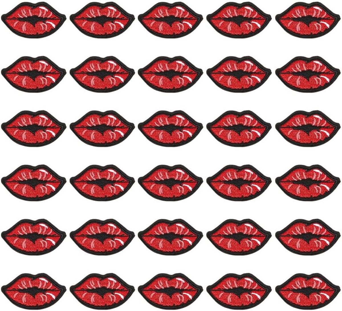 30 Stuks Rode Lip Patches voor Kleding, Kostuums en Accessoires - Ideaal voor Naaiwerk en DIY Projecten