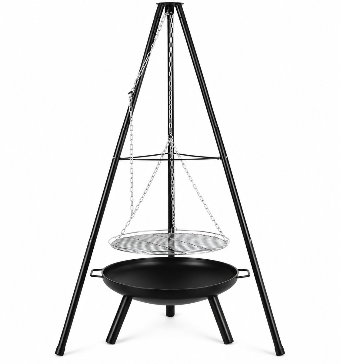 Novari - Vuurschaal - Vuurkorf - Haard - Barbecue - Grill - Koken - Ruim grillrooster 52cm - Verstelbare grillhoogte - Vrijstaand