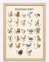 Dierenalfabet Poster | Alfabet met Dieren | Kinderkamer Wanddecoratie | Inclusief Zwarte A3 Lijst
